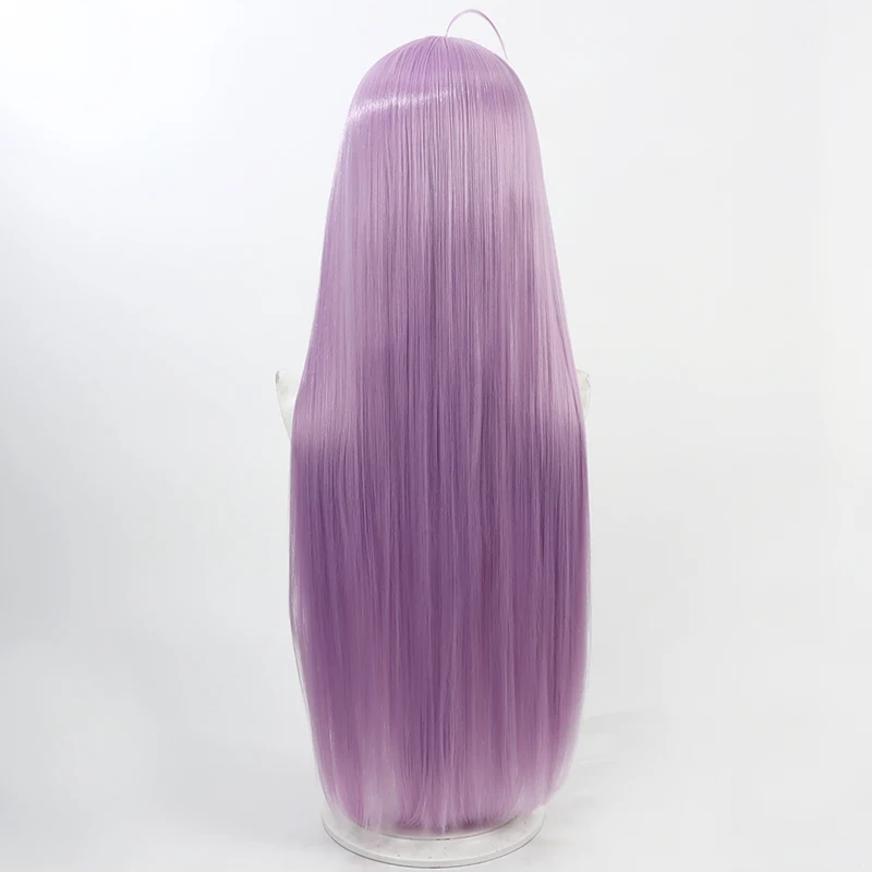 Pelucas de pelo sintético para Cosplay de Tashkent, juego de 100cm, peluca larga y recta de color morado claro, accesorios de disfraces para fiesta de Halloween