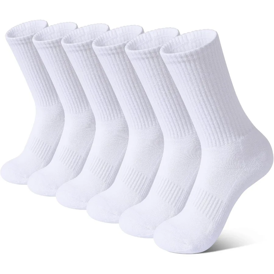 

6 Pairs Crew Socks for Boys and Girls: Athletic Cushioned Hiking Socks Ideal for Warm Weather Soft Comfortable Running Socks Pe