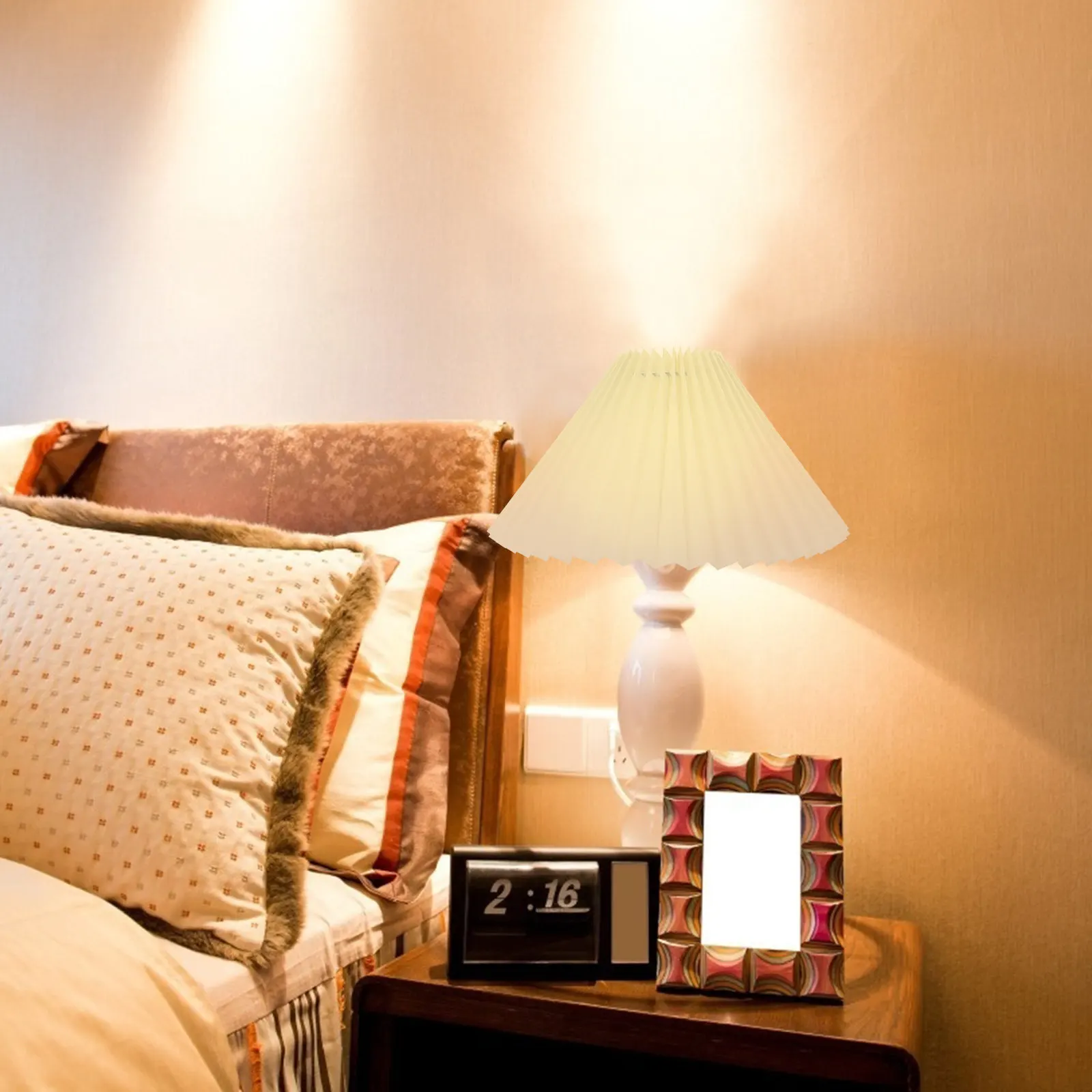 

Премиальный плиссированный абажур для спальни, гостиной, кабинета, офиса, декоративный светильник, уютный, яркий, с цоколем E27