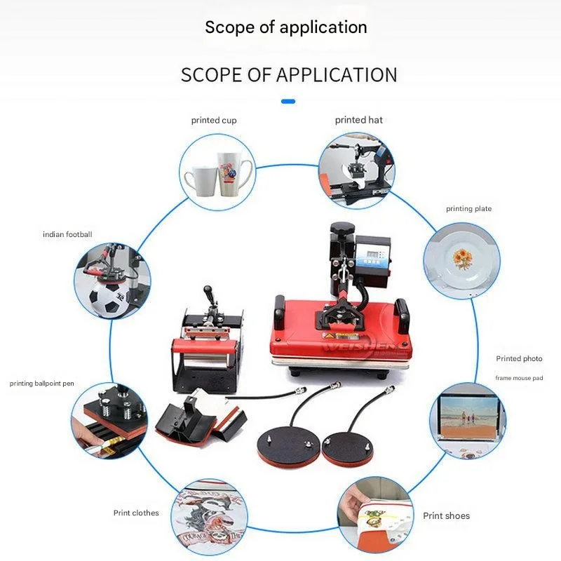 آلة الصحافة الحرارة الشريحة خارج تصميم متعدد الوظائف آلة نقل الصحافة الحرارة التسامي كومبو لتي شيرت قبعة القدح لوحة