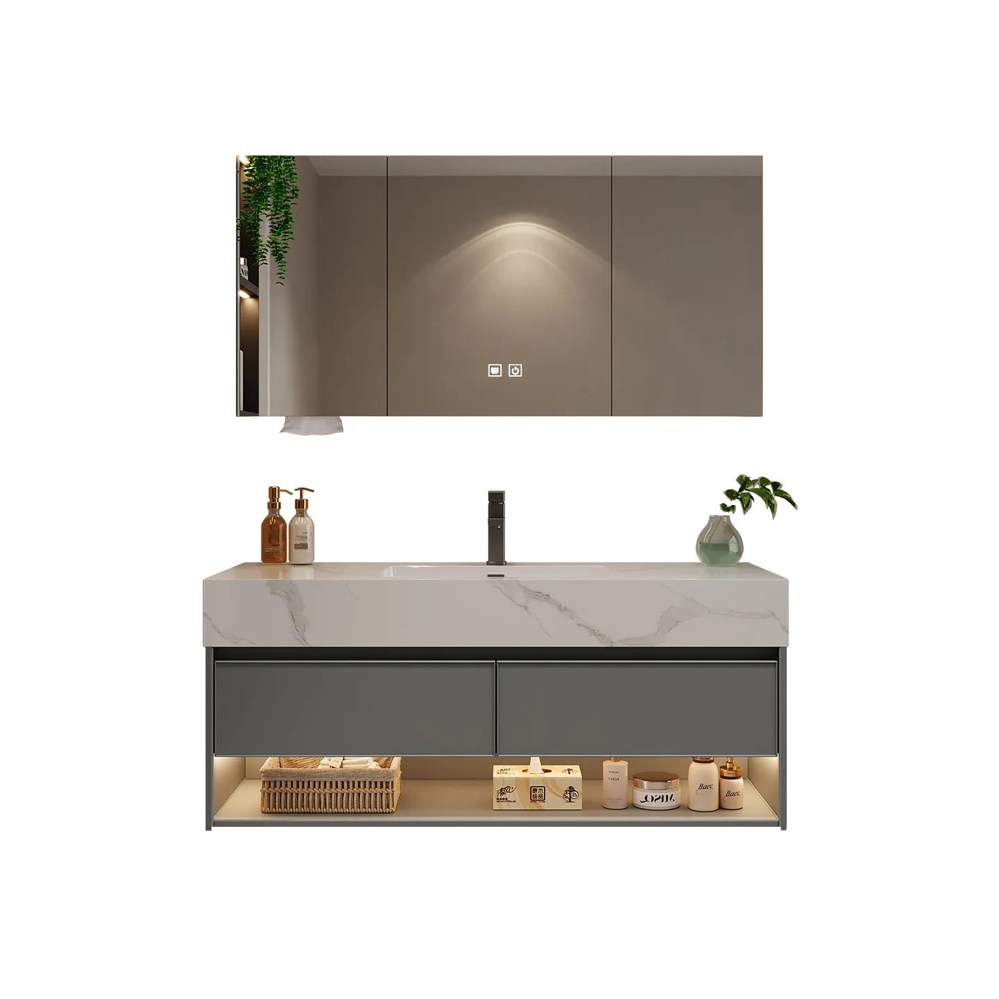 Slate ceramic seamless basin bathroom cabinet bathroom washbasin cabinet waterproof aluminum honeycomb board washbasin