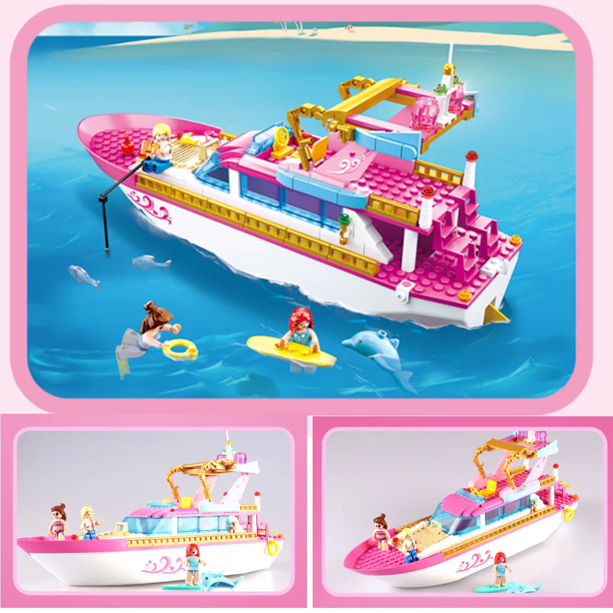 Sluban Building Block Toys Girls Dream Holiday Yacht 212PCS Bricks B0722 Friends Excursion Ship Fit With Leading Brands