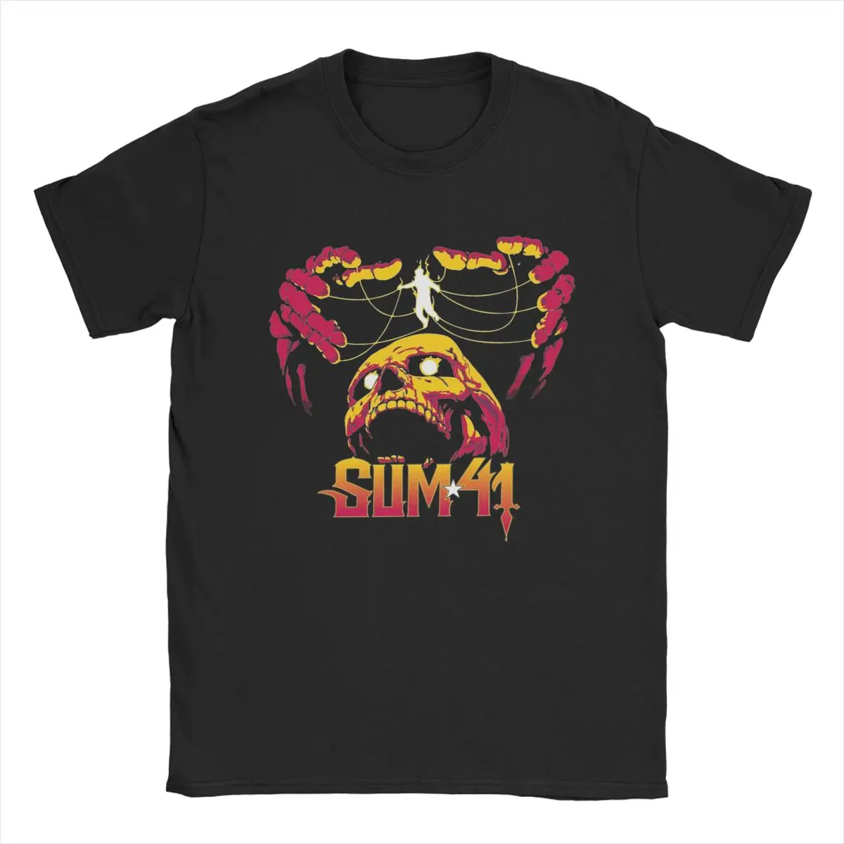 The String Skull Sum 41 Band T-Shirt Men SUM41 Punk Funny Cotton Tee Shirt Round Neck Short Sleeve T Shirts Graphic Printed Tops