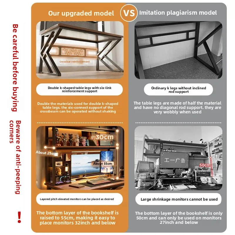 Ergonomic Gaming Desk with Built-in Bookshelf, Cable Management System | Compact Computer Desk for Small Spaces, Bedroom, Home