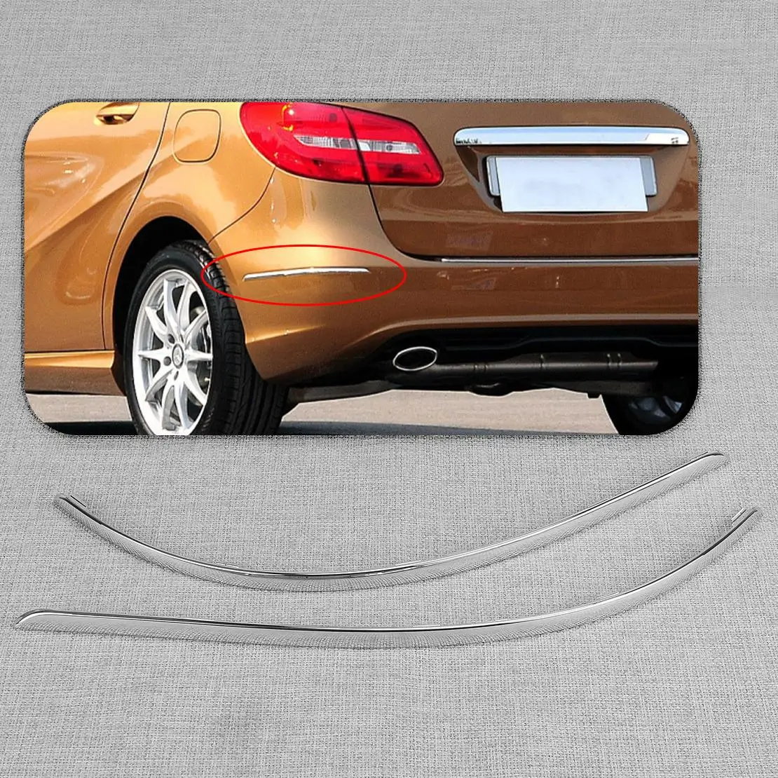 

2468850921 2468851021 Rear Left Right Side Chrome Bumper Moulding Strip Trim fit for Mercedes B-Class W246 ABS