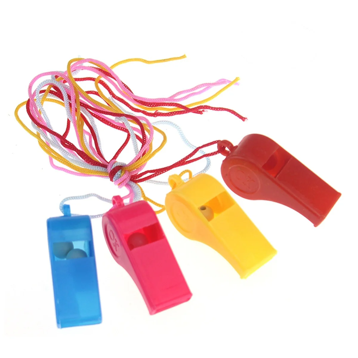 

20pcs Plastic Whistle Necklace on Braided Cord Referee Training Whistle Kids Children Gift Party Favor