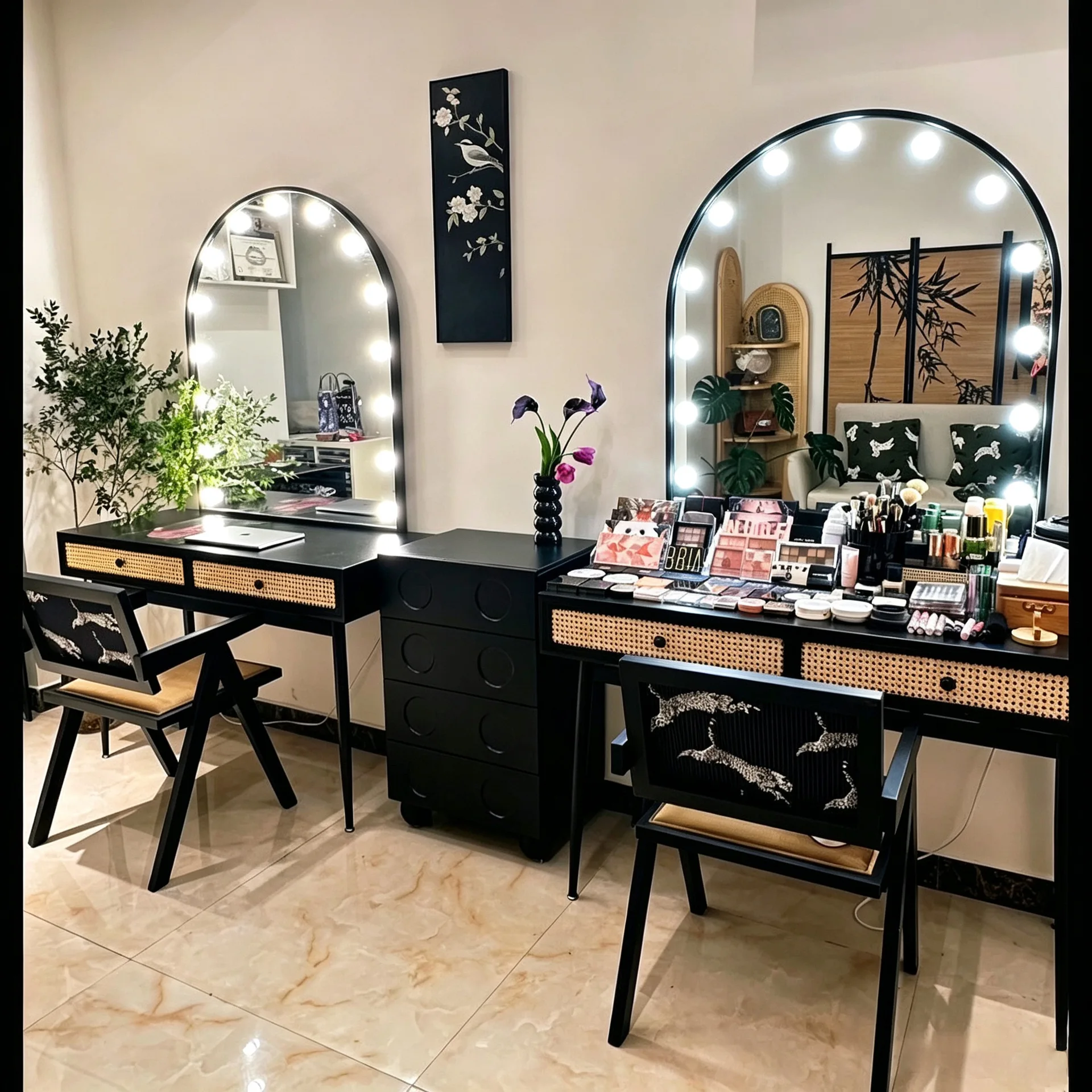 Studio Dresser Makeup Artist Makeup Shop Beauty Salon Special Table Photography Studio with Bulb Mirror