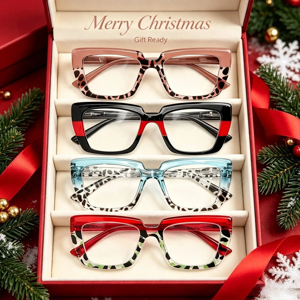 4PCS square fashion glasses - suitable for men and women fashion matching - daily wear decoration, recommended Christmas and Halloween gifts