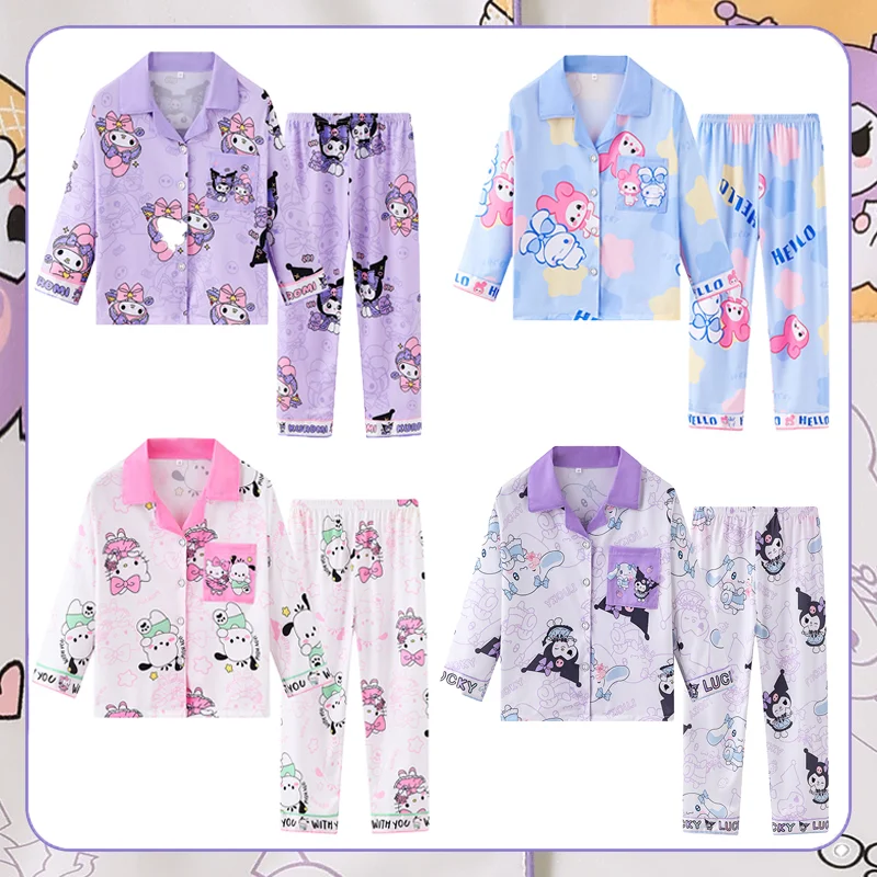 

Miniso Autumn Children Pajama Sets Cute Cartoon Sleepwear Boys Long Sleeved Pants Pijamas Korean Home Clothes Girl Loungewear