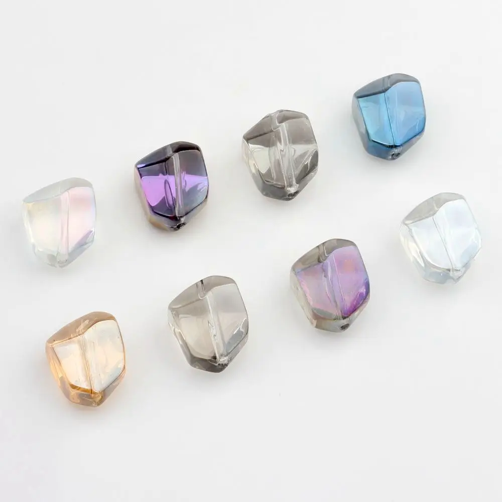 Crystal Glass Beads Geometry Stone Shape Cut Faceted Interval Loose Beads 10pcs For DIY Jewelry Making Accessories