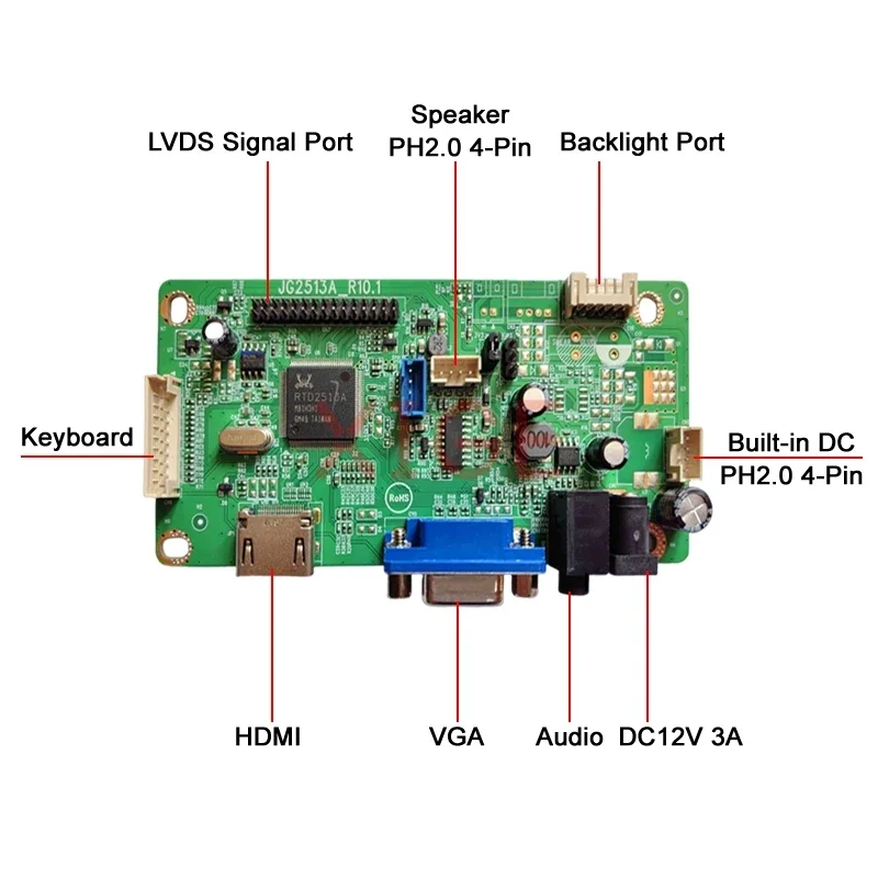 Fit B133XW01/B133XW02/B133XW03 Metal Shell&Driver Board DIY Kit Monitor VGA Compatible-HDMI 40-Pin LVDS Universal 13.3