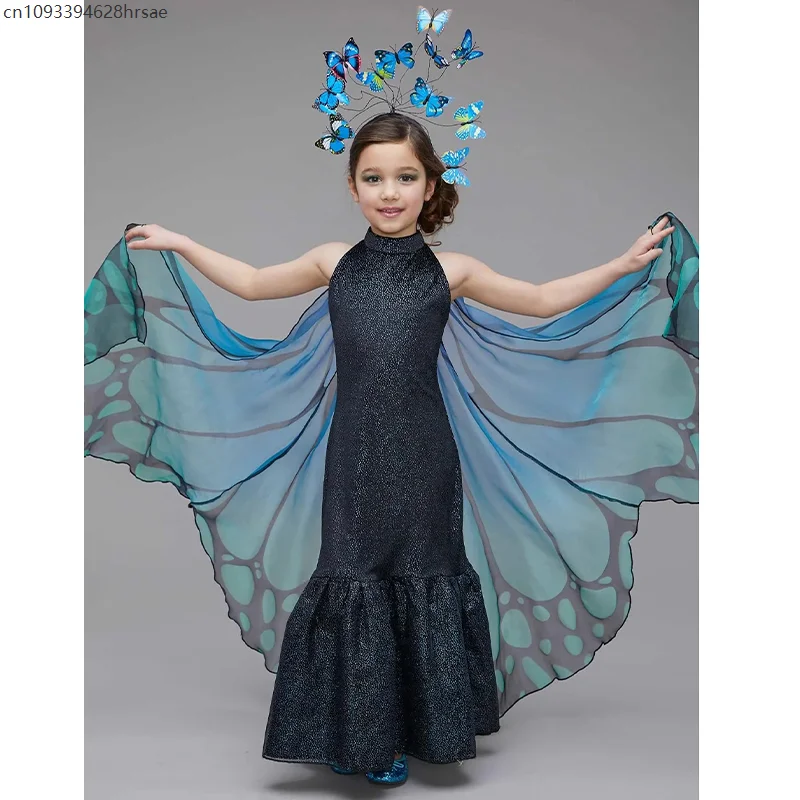 

2025 New Arrival Child Halloween Birthday Costume Butterfly Wings Dress for Girls