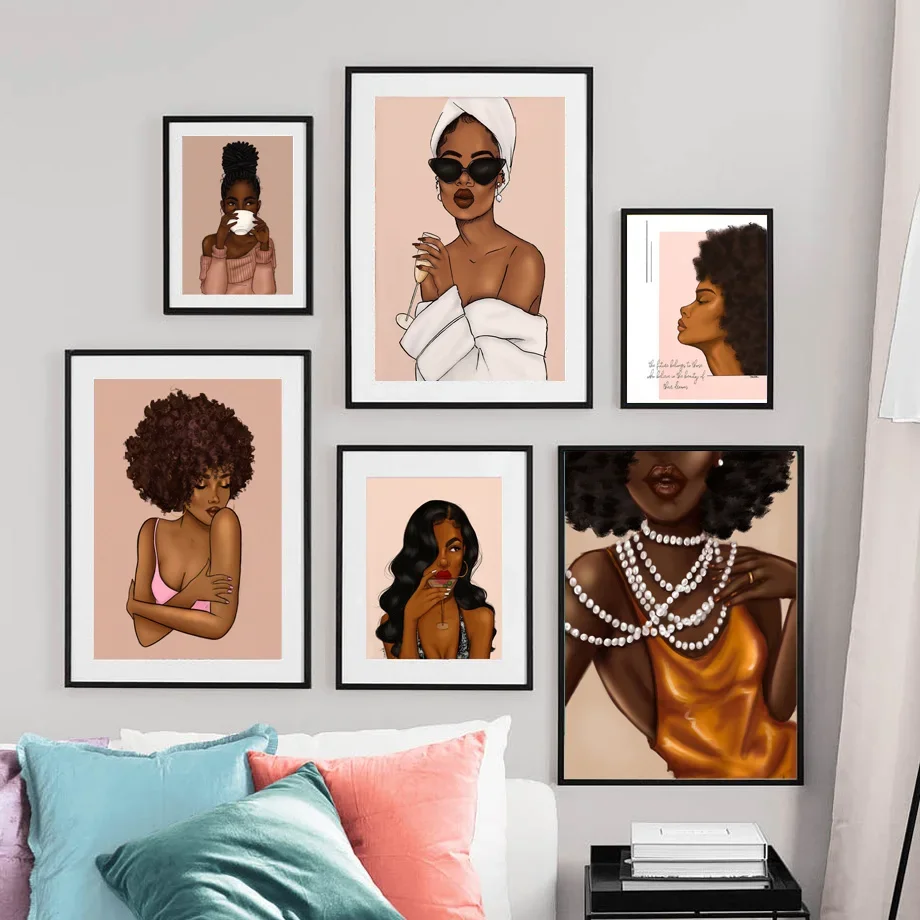 Black Fashion Girl Holiday Time Dancing Wall Art Mural Canvas Painting Posters And Prints Wall Pictures For Living Room Decor