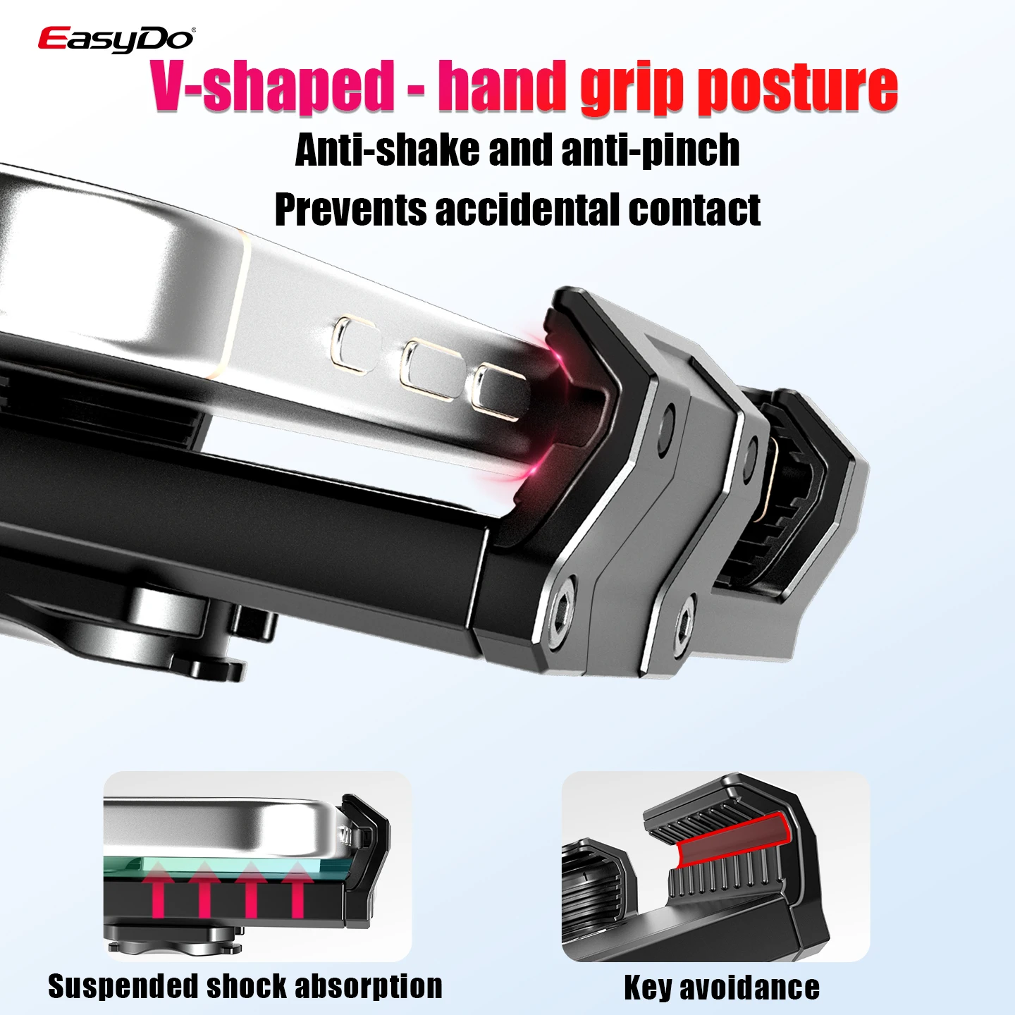 Easydo Aluminum Alloy Bike Phone Mount Holder Anti-shake Handlebar Motorcycle Mobile Phone Holder for MTB Electric Scooter