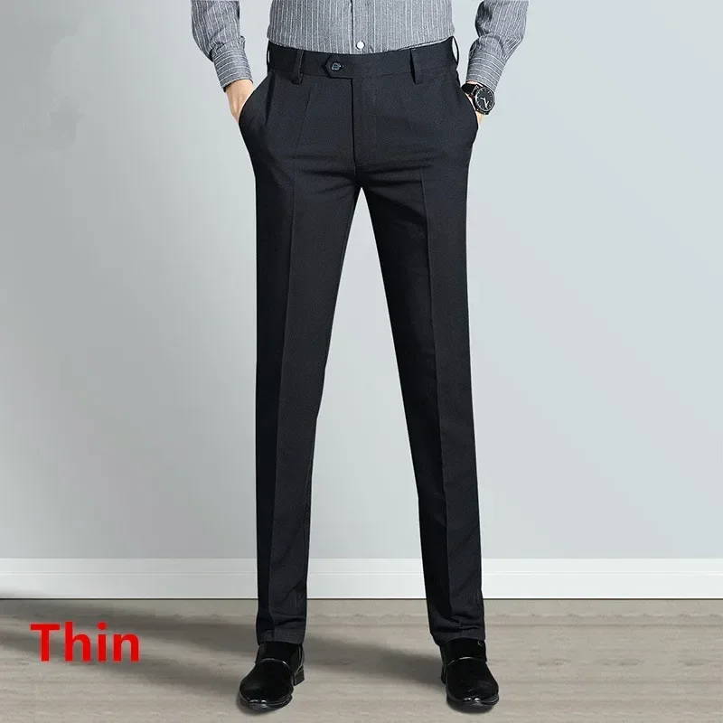 

Мужские теплые брюки для осени и зимы, деловые офисные брюки для вечеринок, прямые брюки, формальные брюки, утепленные флисом, теплые брюки для мужчин