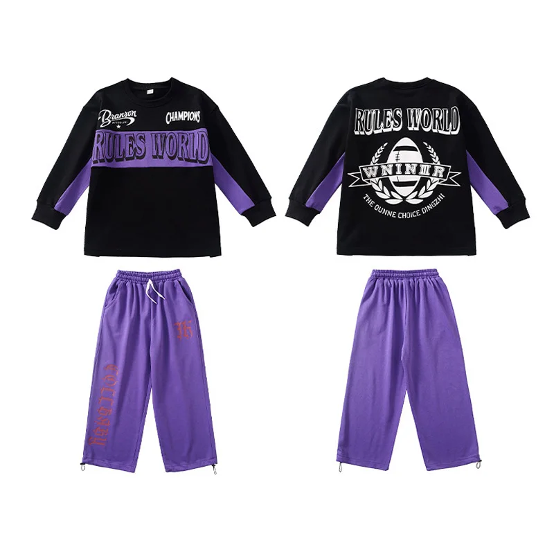 Kinder Hip Hop Tanz Kleidung Set Street Style Lose Tops Und Hosen Mädchen Jazz Performance Kostüm Bühne Tragen Anzüge für Jungen