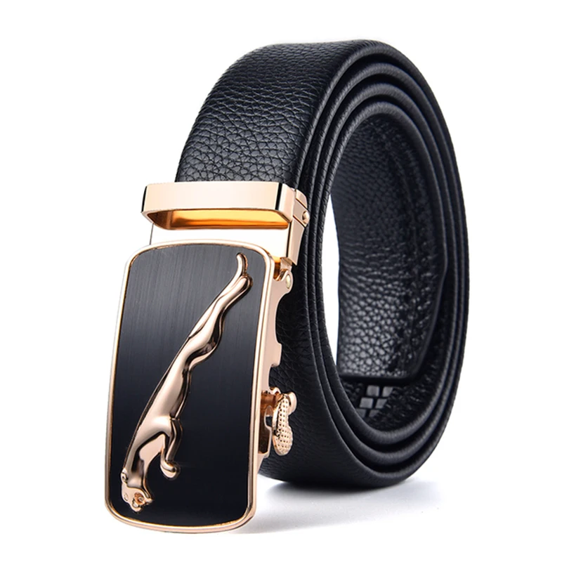 2023 New Fashion Trend Leather Men's Belt Men's Cowhide Belt Men's Automatic Belt Buckle Leopard Belt Buckle