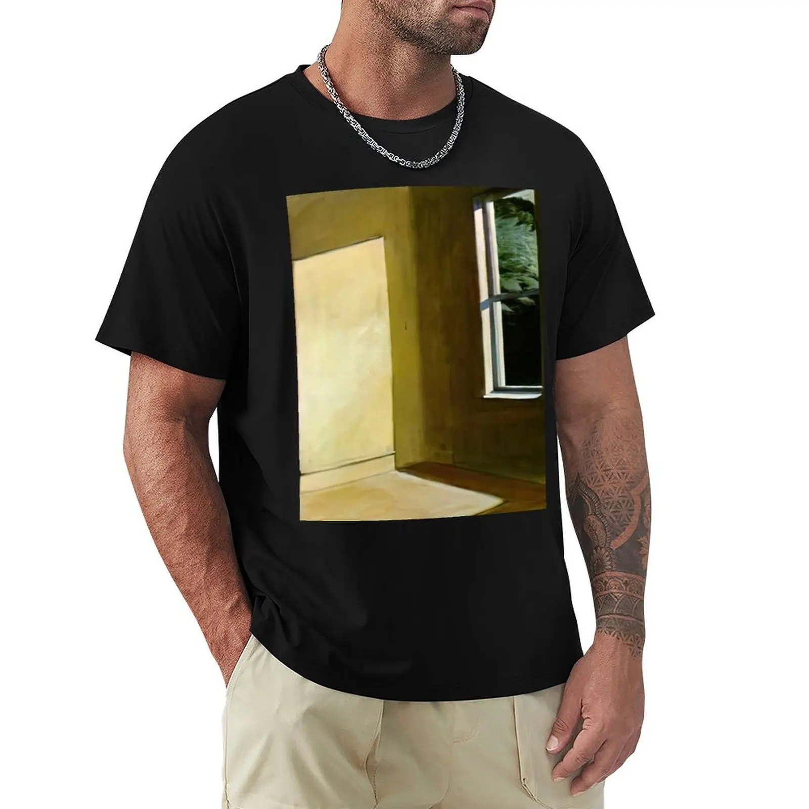 Sun in an Empty Room by Edward Hopper T-Shirt Casual Soft Cotton Short Sleeve Tee
