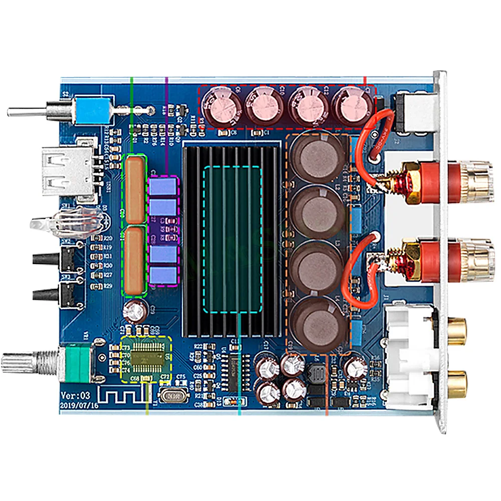 Усилитель мощности AIYIMA SMSL 2,0, 50 Вт, HIFI, Bluetooth 5,0