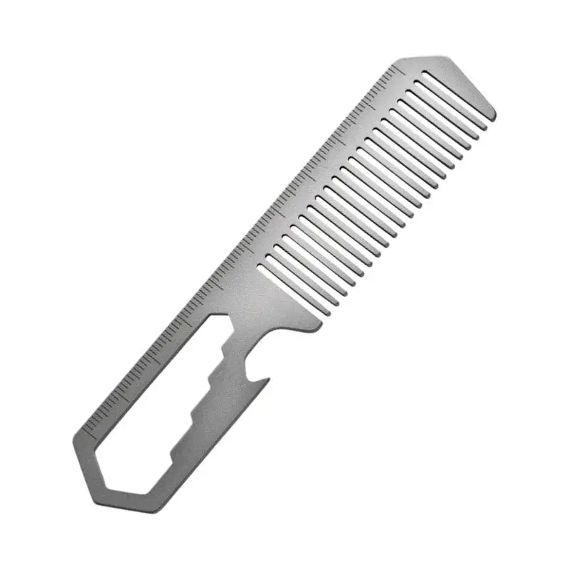 Metal Hair Comb For Men Titanium Alloy Pocket Comb Portable Hair Brush Light Anti-Static Grooming Comb Bottle Opener For Hair