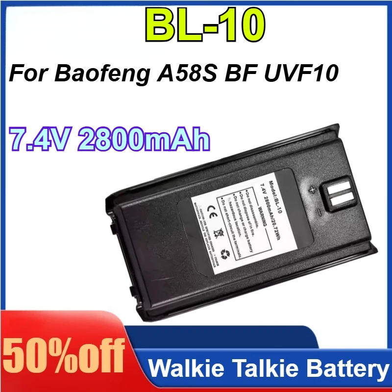 

BL-10 for Baofeng A58S BF UVF10 7.4V 2800mAh Radio Battery Tri-band Powerful Two Way Radio Walkie Talkie Battery