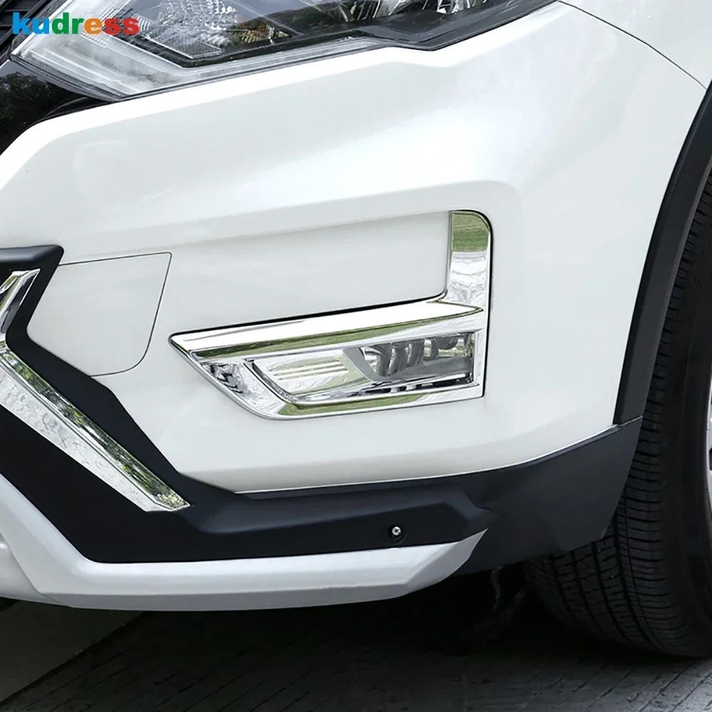 For Nissan X-trail X Trail T32 Rogue 2017 2018 2019 2020 Chrome Front Fog Light Lamp Cover Trim Foglight Trims Car Accessories