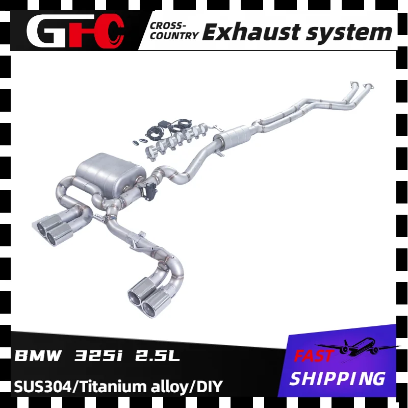 

Catback exhaust SUS304 High-performance exhaust pipe, electronic valve muffler system 4tips 2006-2011 BMW 325i 2.5L