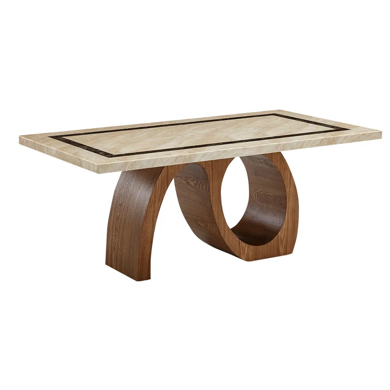 Marble dining table Solid wood home hotel apartment furniture Modern rectangular table