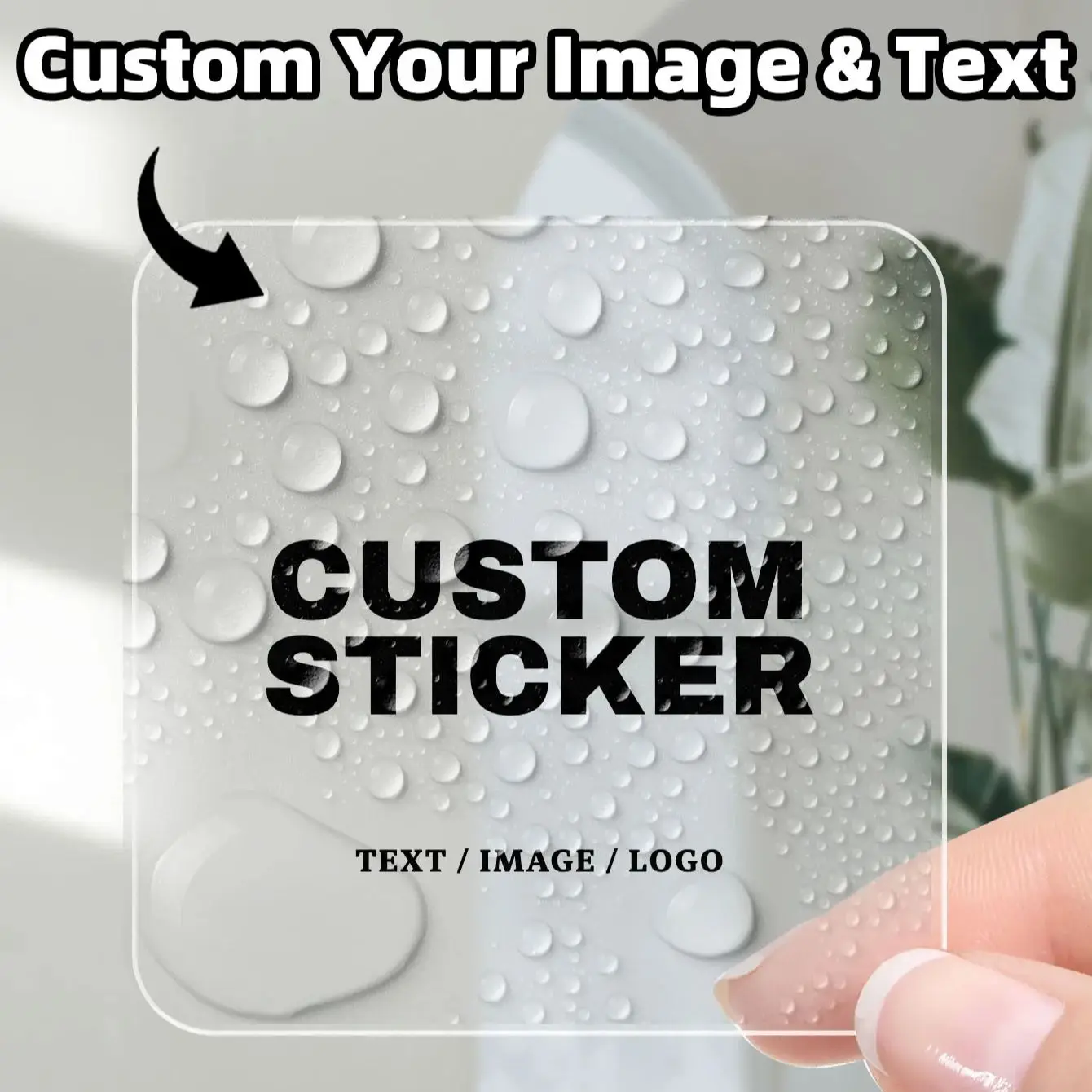 

Custom Waterproof PVC Square Stickers 1/70/210 Pcs Personalized for Party Label Packaging