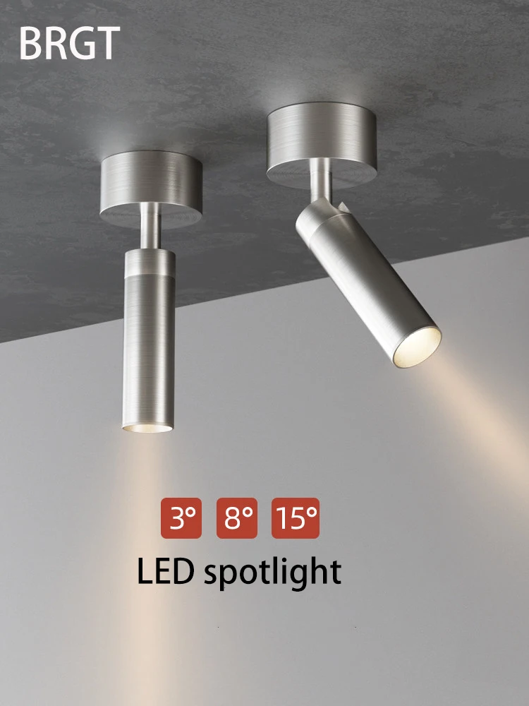 Led Spotlights Small Beam Angle 3 8 15 Degree Spot Light Bauhaus Style Adjustable Angle Surface Mounted Ceiling Lamp Cabinet COB