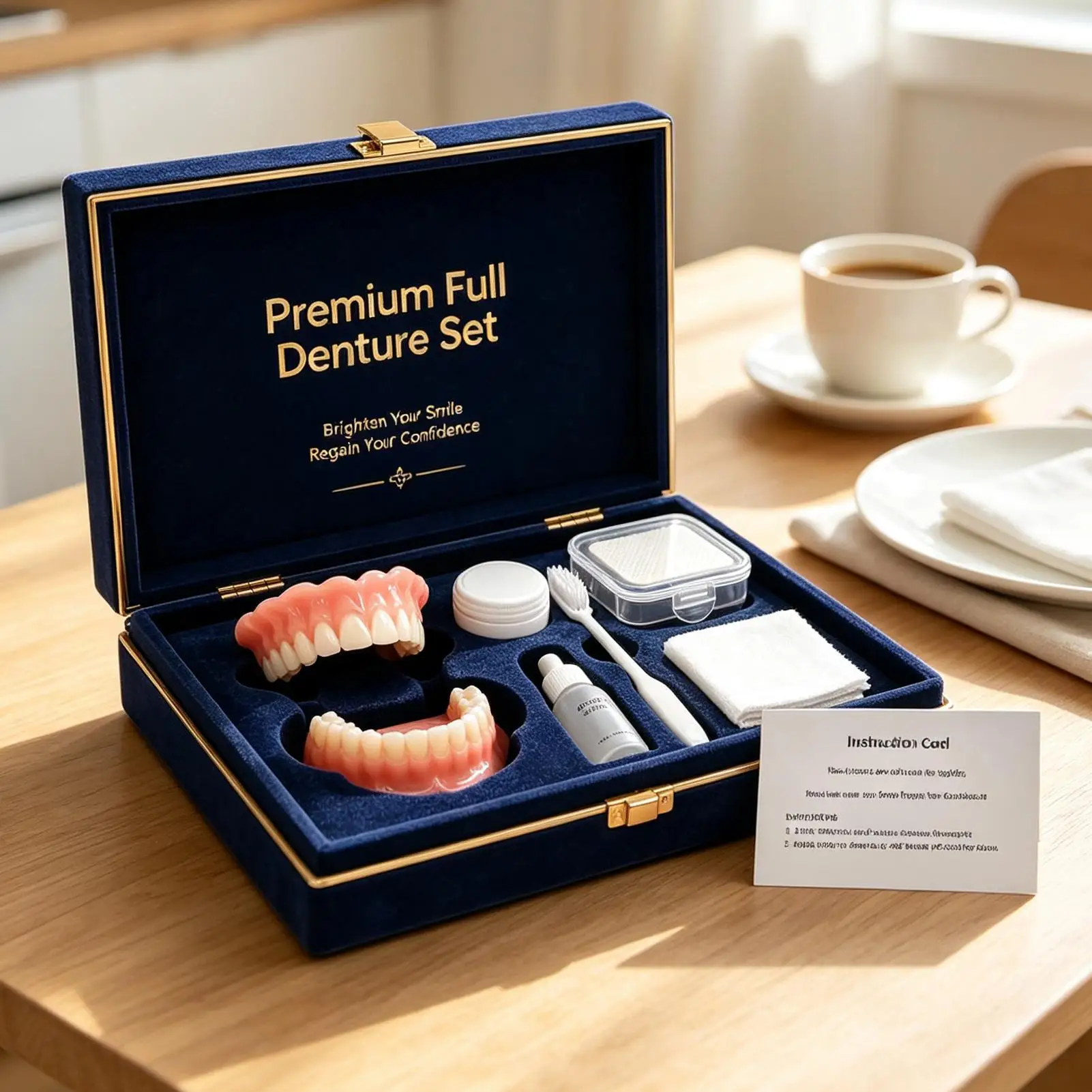 Fake Dentures Upper Lower Removable Teeth Replacement Set False Teeth for Home Travel Work School Social Gathering Party