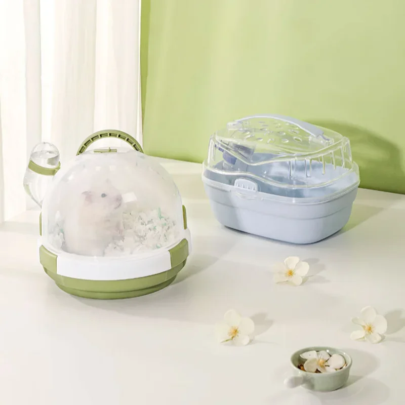 

Hamster Outdoor Carrier Cage Portable Hamster Cage with Clear Large Flip Cover for Hamster Bird Carrying Pet Supplies