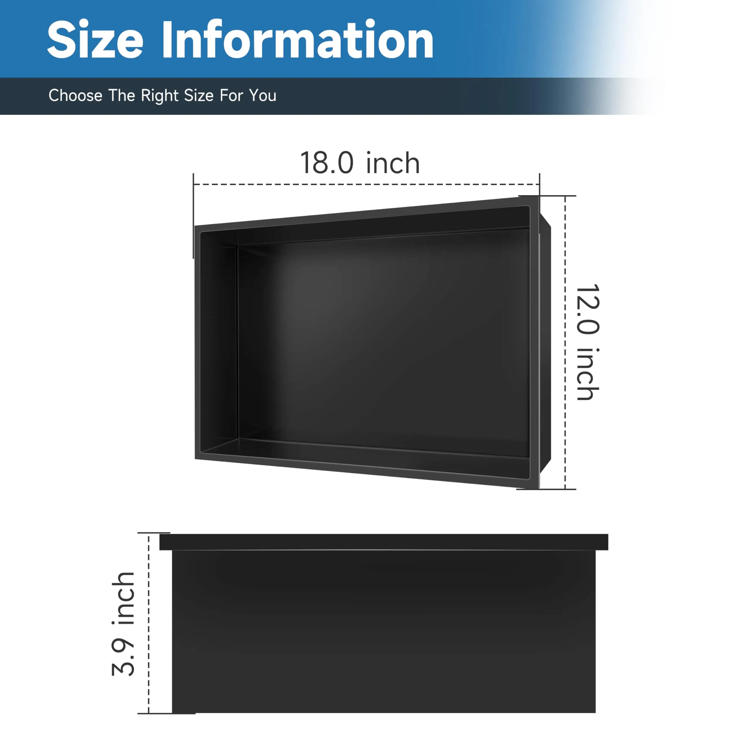 Steel Hotel Shower Niche Black Shower Caddies Wall Niche Single Tier Tile Ready No Tile Needed Over Mount Installation