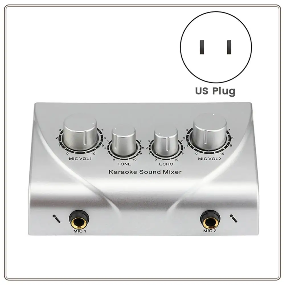 

Reliable-Karaoke Sound Mixer Portable Sound Mixer Professional Audio System Karaoke Dual Mic Inputs Audio Sound Mixer US Plug B,