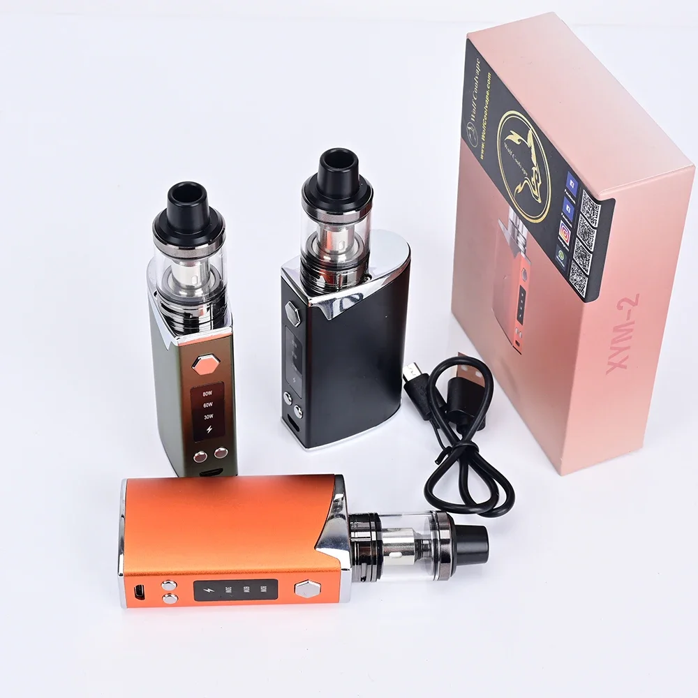 Wolfcoolvape 80W Starter Mod Kit Vape 2000mAh Bateria E-Cigarette Box Mod com 2ml Tanque de recarga superior E-Cig Vape Starter Kit