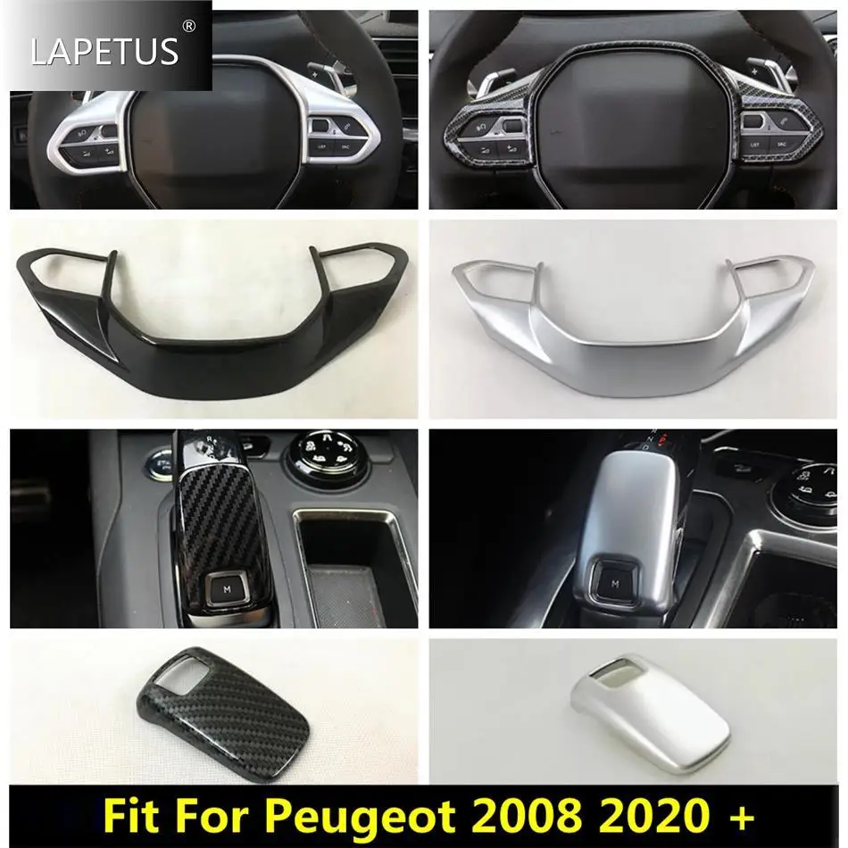 

Steering Wheel / Gear Shift Head Knob Frame Decor Cover Trim For Peugeot 2008 2020 2021 2022 Matte / Carbon Fiber Accessories