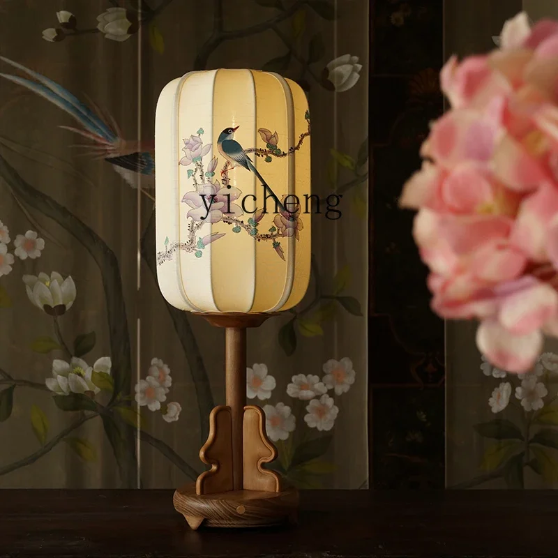 

TQH Chinese fabric niche hand-painted tussah silk bedroom high-end bedside decoration study decoration