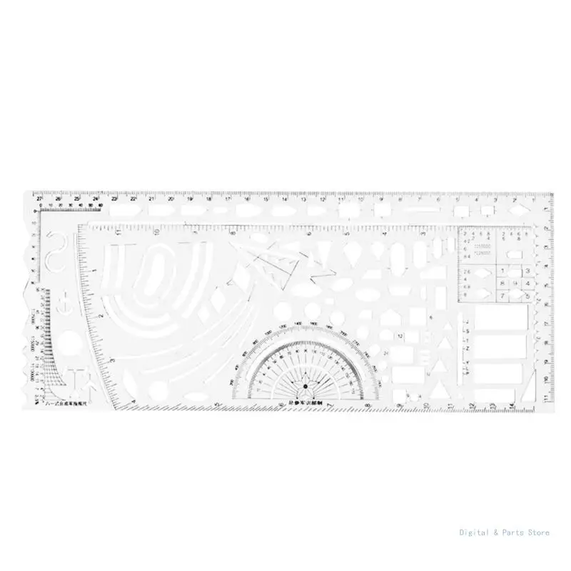 

M17F Practical Geometric Ruler Drawing Template Measuring Tool with Protractors