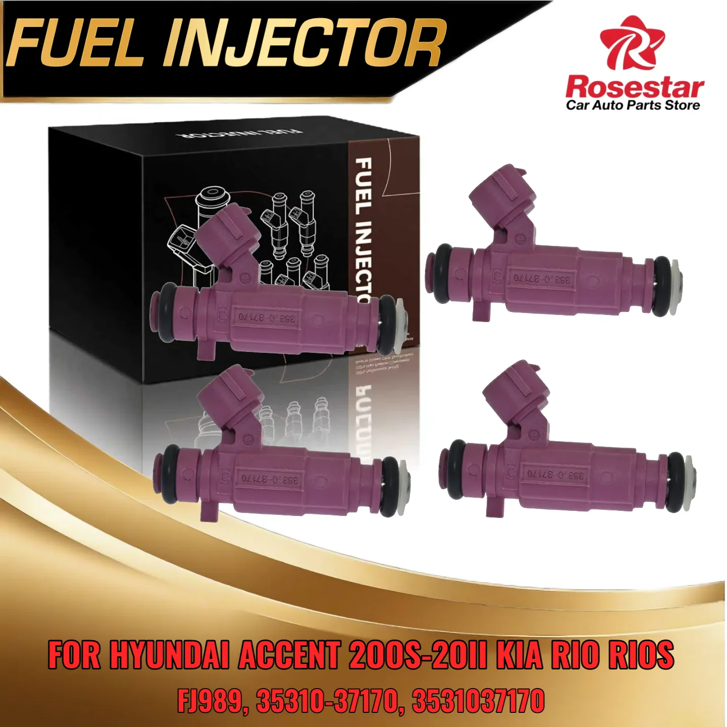 

4 шт. топливная форсунка для Kia Rio5 для Hyundai Accent 2009 2011 1 6L FJ989 35310 37170 Замена