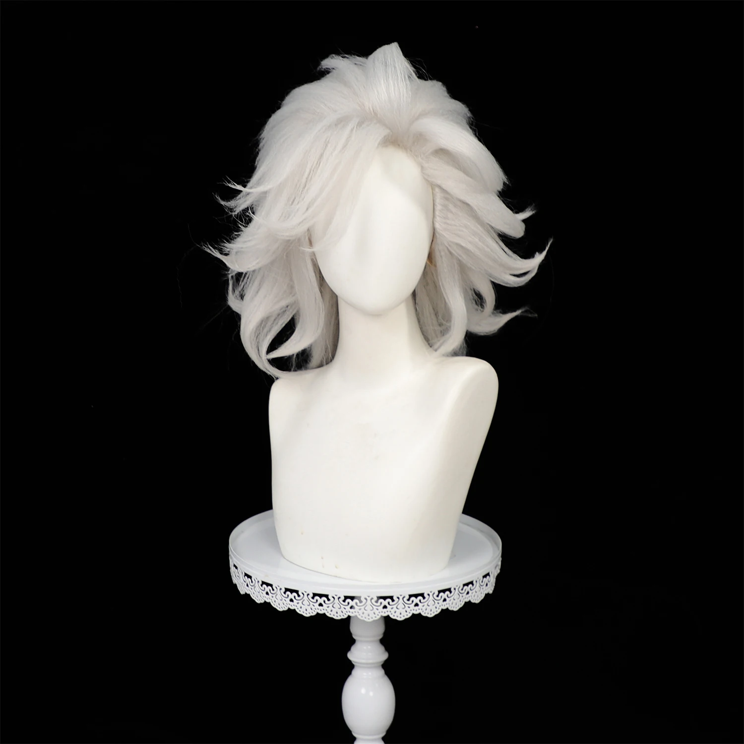 Record of Ragnarok Hades Cosplay Wig Silver White Short Fluffy Synthetic Hair For Anime Cosplay Halloween