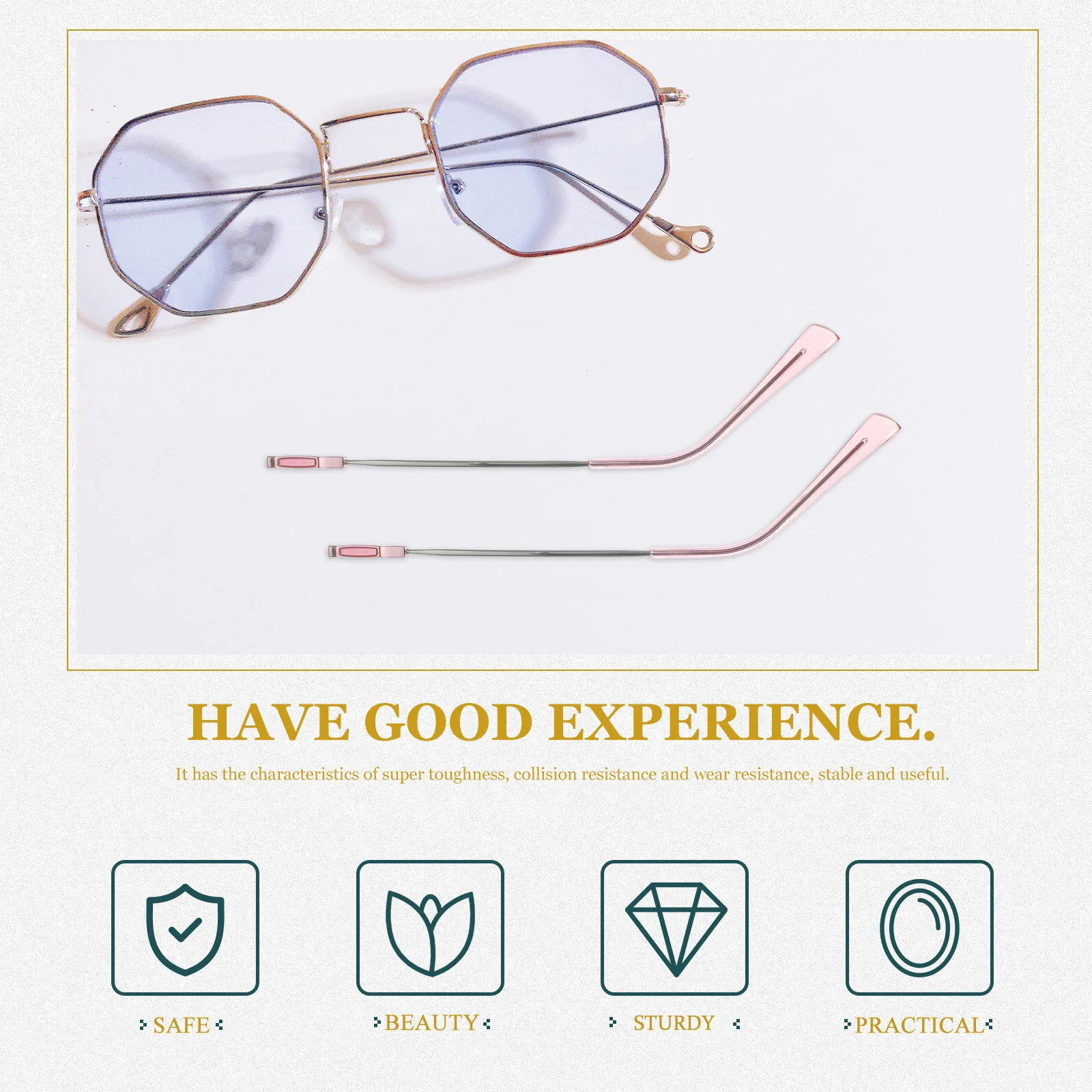 1 Pair Sleek Metal Eyeglass Temple Arms Replacement Kit – Universal Fit for All Frames, Comfortable Ear Pressure Relief
