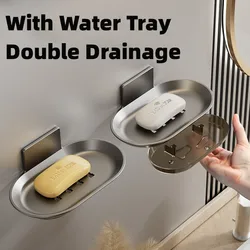 Aluminum Alloy Soap Holder Without Drilling Bathroom Soap Dish With Drain Water Wall Soap Dish Organizer Bathroom Accessories