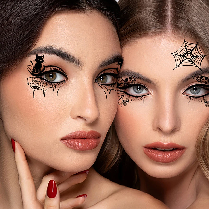 10 Halloween Removable Temporary Eye Tattoo Stickers,Can Be Used Realistic Tattoos,Waterproof And Sweatproof,Halloween Makeup