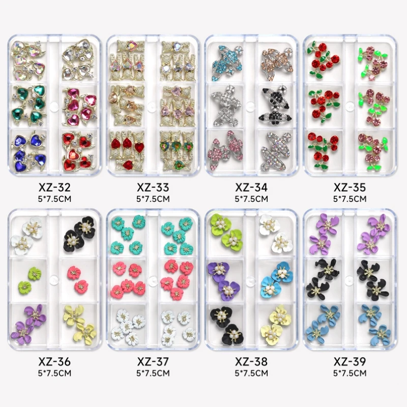 Mix and match Nail Art Alloy Colorful Crystal Rhinestone Charms Gold Metal Luxury Fruit Design Nail Decorations Accessories