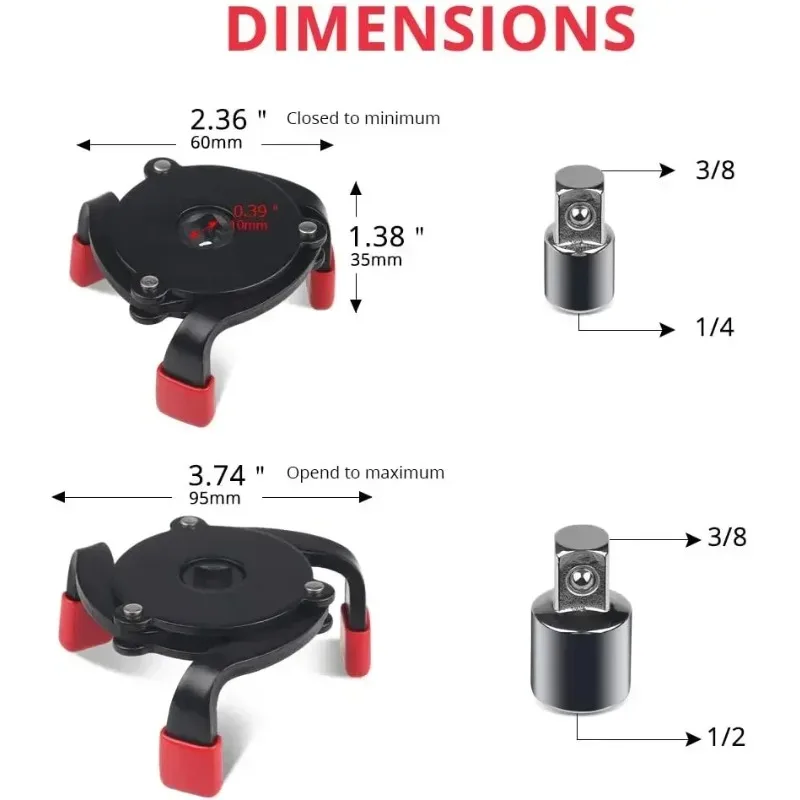 Universal 3 Jaw Oil Filter Remover Tool Cars Oil Filter Removal Tool Interface Special Tools Oil Filter Wrench Tool Auto Repair