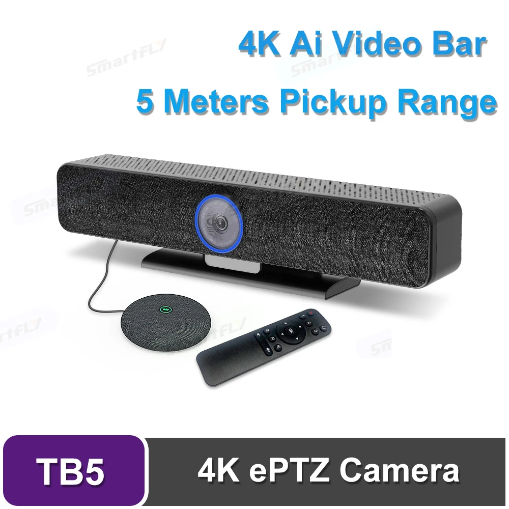 

Videoconferencia TB5 Microfono webcam 4k Ai Video Bar DSP Processor 116° Wide-view angle 1080P ePTZ Camera for Video Conference