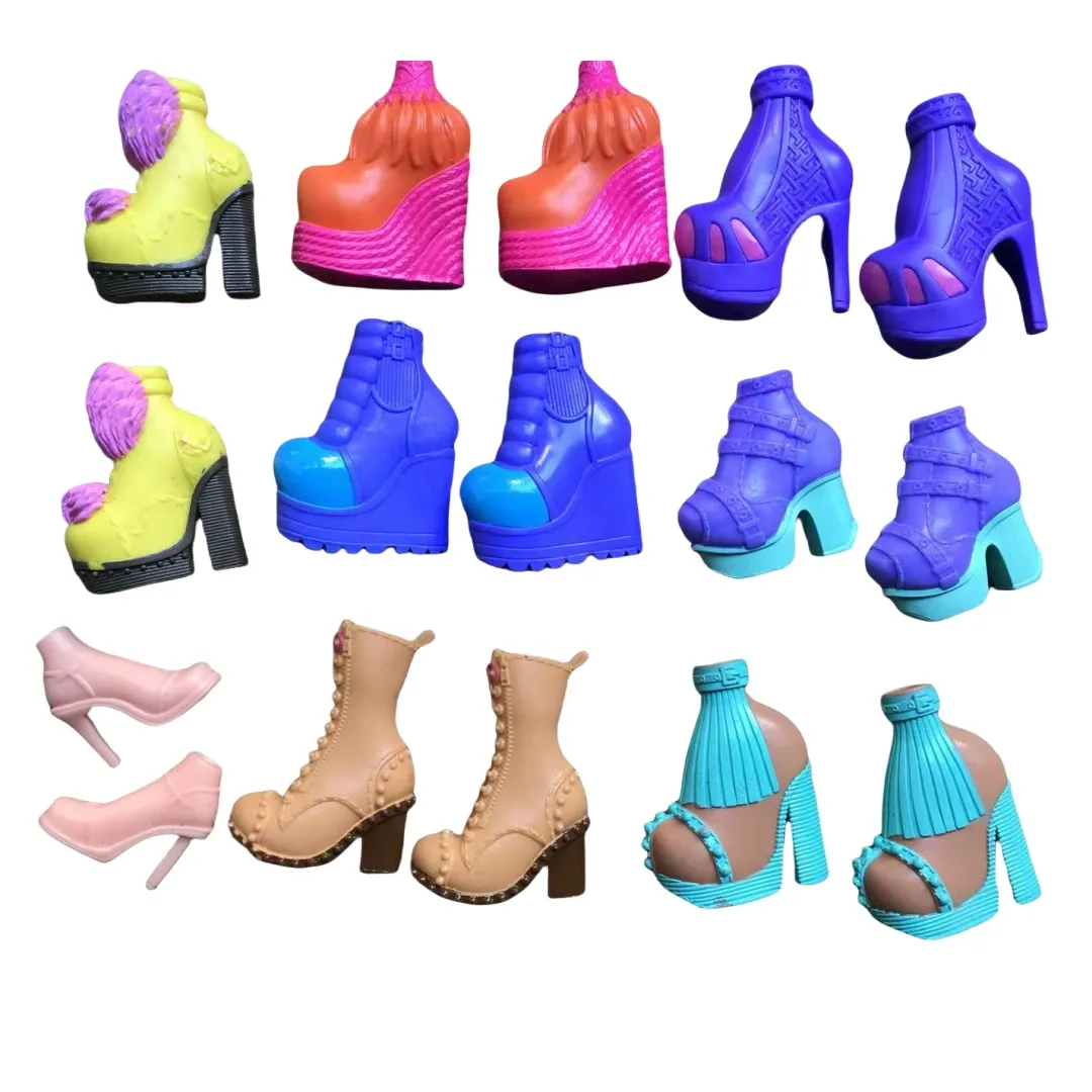 Female Doll Shoes Original Doll Body Shoes High Heels Multi Color Doll Boots 1/6 Doll Decors Black Gold Pink Brown Shoes