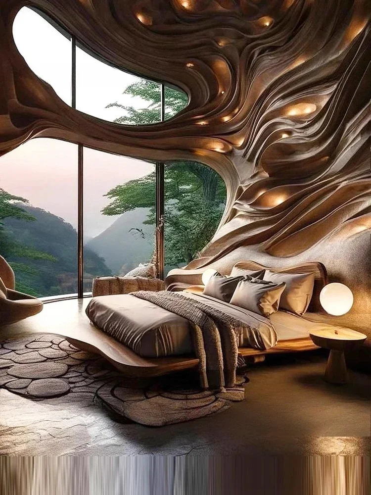 中世風の寝室用ベッド、テクニカルなダブルベッド、クリエイティブな1.8メートルのダブルベッド、マスタールームにある新しい古代風のベッド