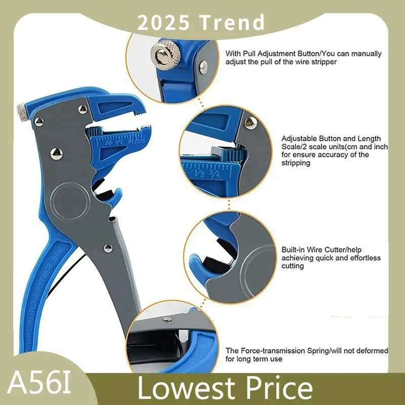 

A56I Top 2-In-1 Adjustable Automatic Wire Stripper And Cutter, New Multifunctional Wire Stripper Tool, Wire Stripper Tool