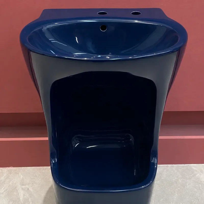 2025 New Ceramic Pedestal Sink One Piece Bathroom Wash Basin Indoor Outdoor Use Complete Column Basin for Home Decoration